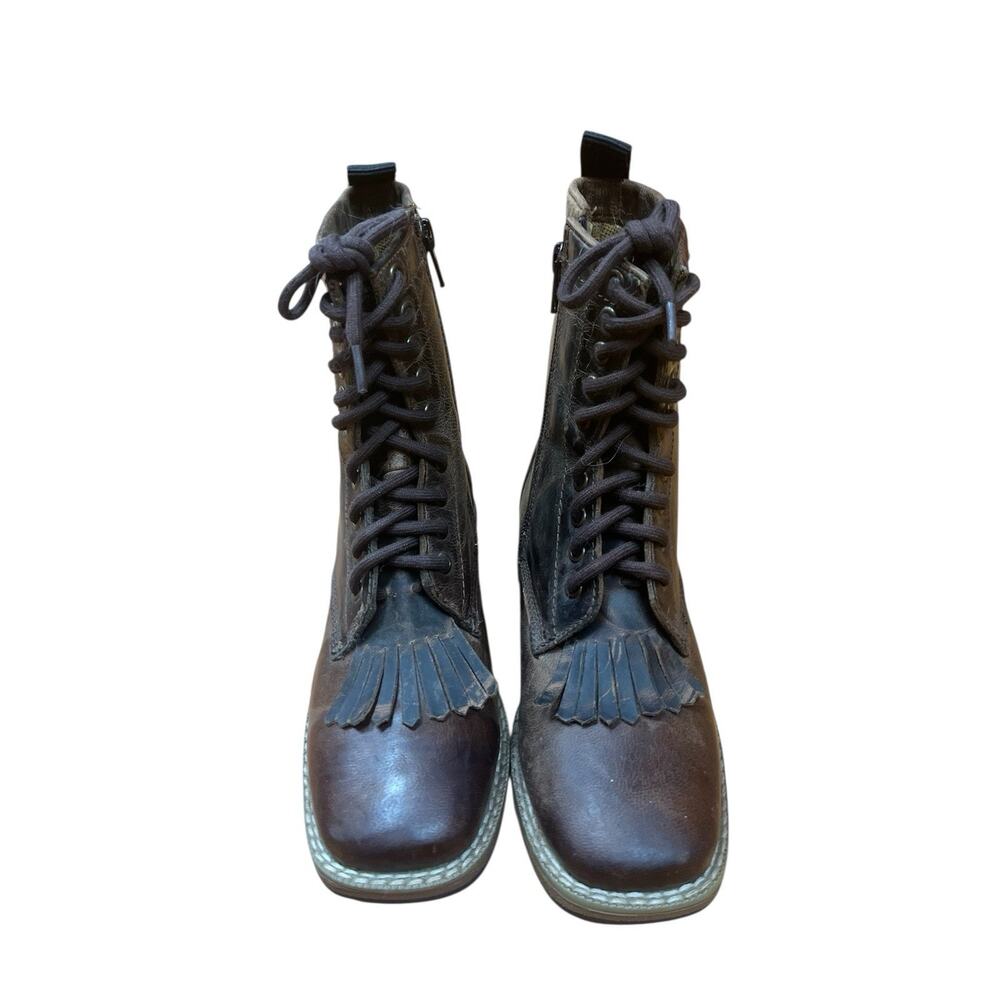 Dan Post Rowan Boots Youth Size 1 Lace Up Leather Western Victorian Style